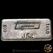 Kilo Engelhard London Rare J Prefix Vintage Silver Bar With Low 2 Digit Serial (See Desc)