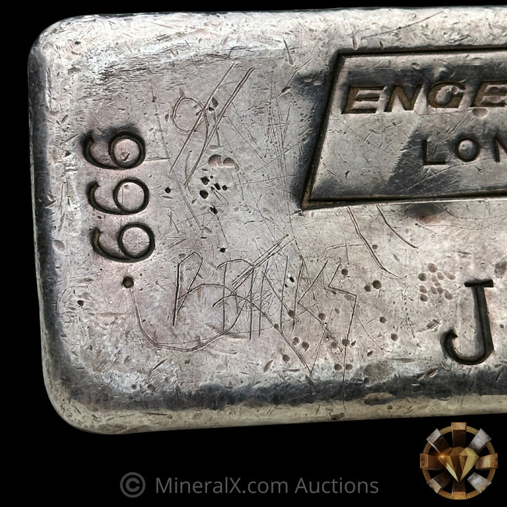 Kilo Engelhard London Rare J Prefix Vintage Silver Bar With Low 2 Digit Serial (See Desc)
