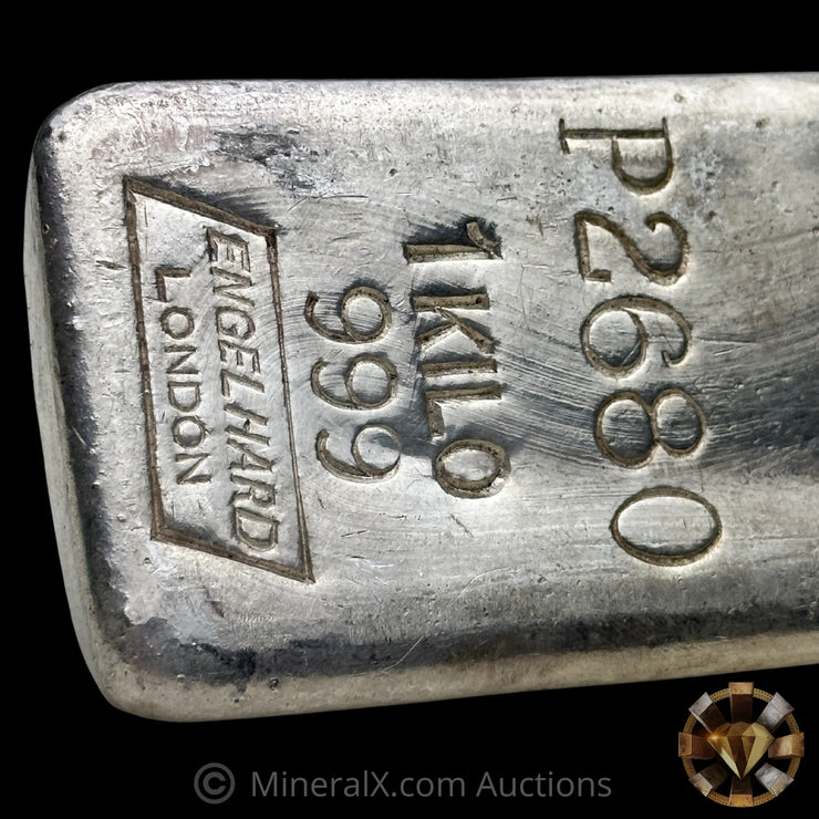 Kilo Engelhard London Vintage Silver Bar With Mocatta & Goldsmid Counterstamp