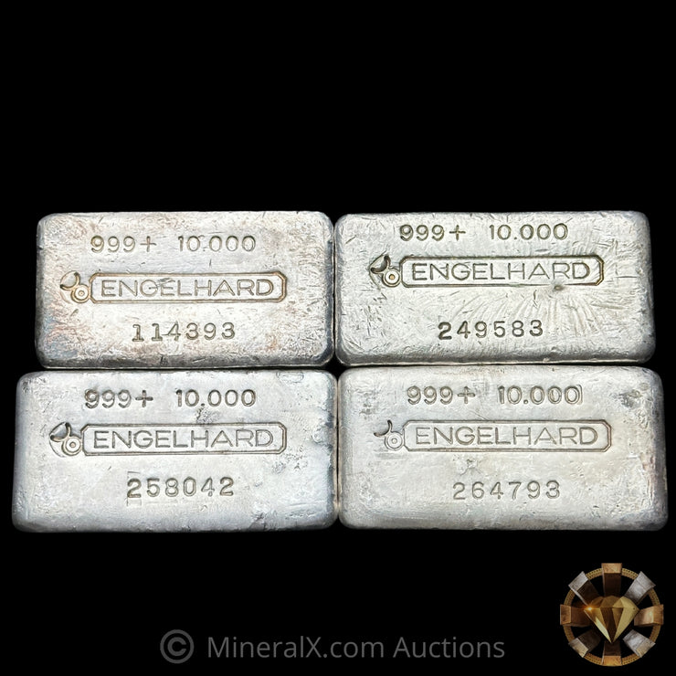 x4 10oz Engelhard Bull Logo Vintage Silver Bar