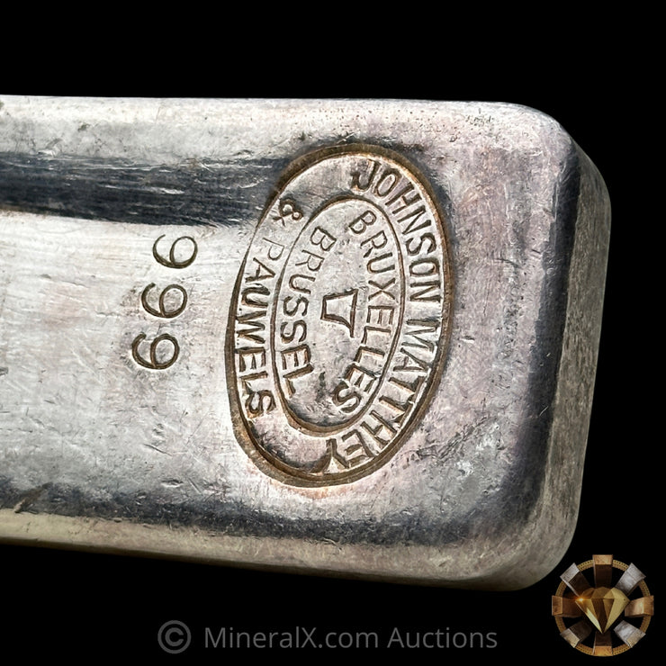 1000g (Kilo) Johnson Matthey JM & Pauwels Bruxelles Brussel Vintage Silver Bar