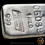 Kilo Engelhard London Rare C Prefix With Sharps & Pixley LTD Counterstamp Vintage Silver Bar