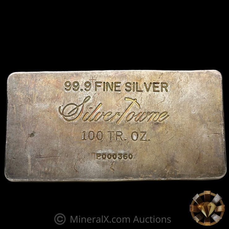 100oz Engelhard Silvertowne (4th Series Mold) Vintage Silver Bar