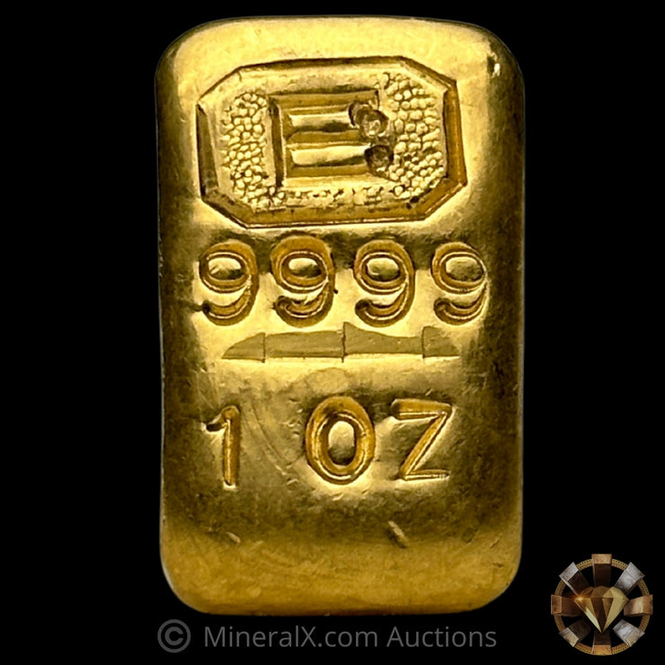 1oz Engelhard E Logo Vintage Gold Bar With Sharp Struck Hallmark