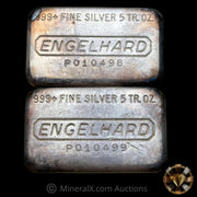 x2 5oz Engelhard P Loaf Vintage Silver Bar Lot With Sequential Serials