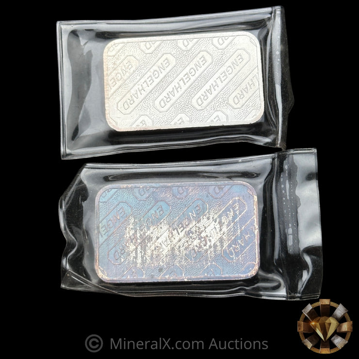 x2 5oz Engelhard Vintage Silver Bar Lot In Seals With Sequential Serials
