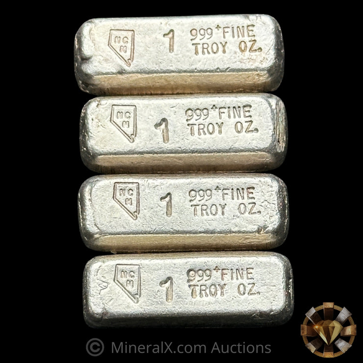 x4 1oz NCM Nevada Coin Mart Vintage Silver Bar Lot