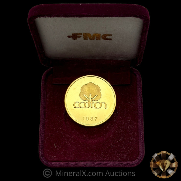 1oz 1987 Engelhard Cotton Proof Gold Coin Found With Original Red Velvet FMC Case In Exceptional Condition (Believed to be finest of 2 known examples)