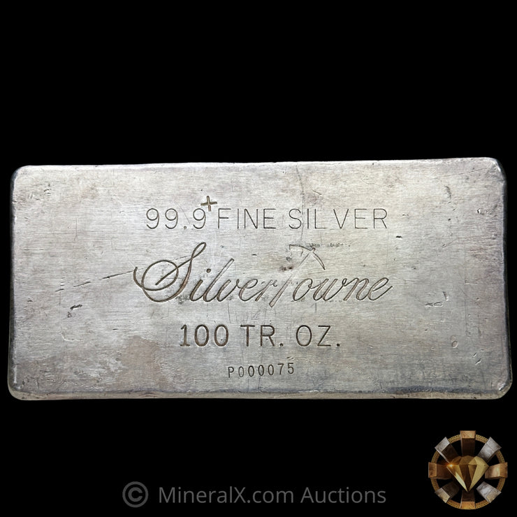 100oz Engelhard Silvertowne 4th Series Mold Vintage Silver Bar With Extremely Low 2 Digit Serial