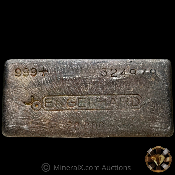 20oz Engelhard 9th Series Vintage Silver Bar With Striated Reverse and Sides