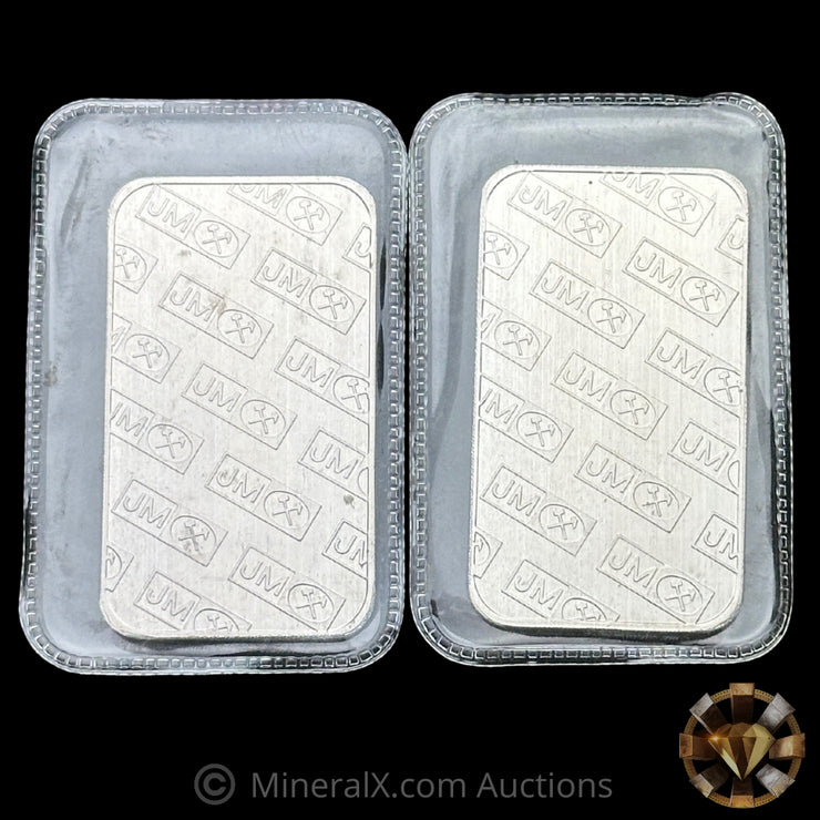 x2 1oz Johnson Matthey JM Vintage Platinum Bar Lot With Sequential Serials