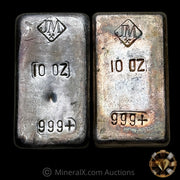 x2 10oz JM Johnson Matthey Reverse Stamp & Regular Stamp Vintage Silver Bar Lot