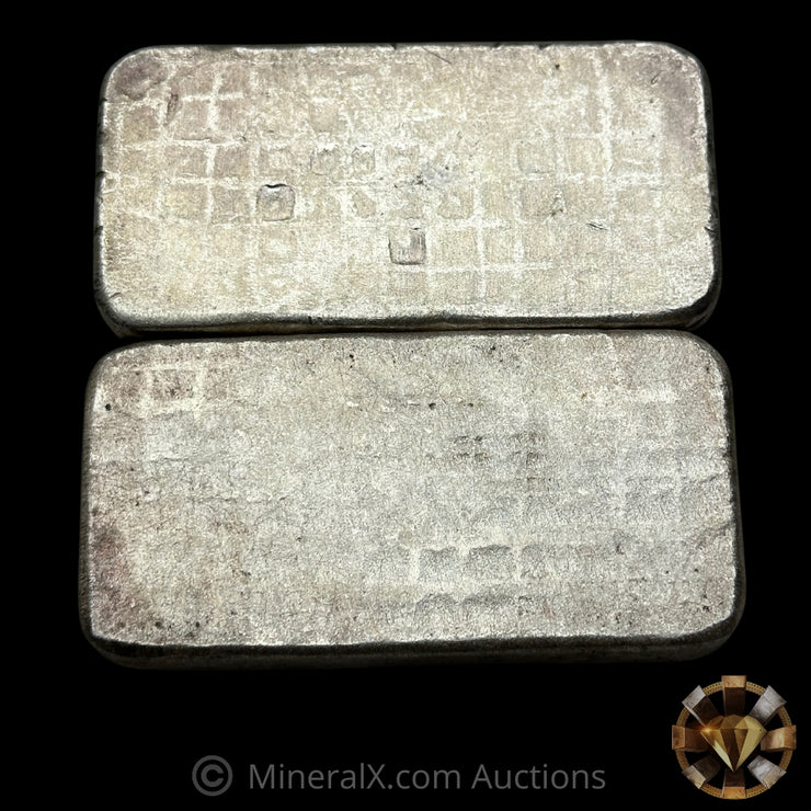 x2 10oz Silvertowne Gridback Vintage Silver Bar Lot