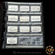 x10 1oz Fish Vintage Silver Bar Collection In Vintage Harco Album