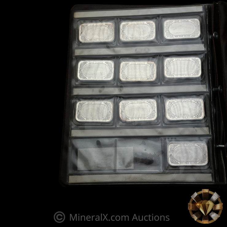 x10 1oz Fish Vintage Silver Bar Collection In Vintage Harco Album