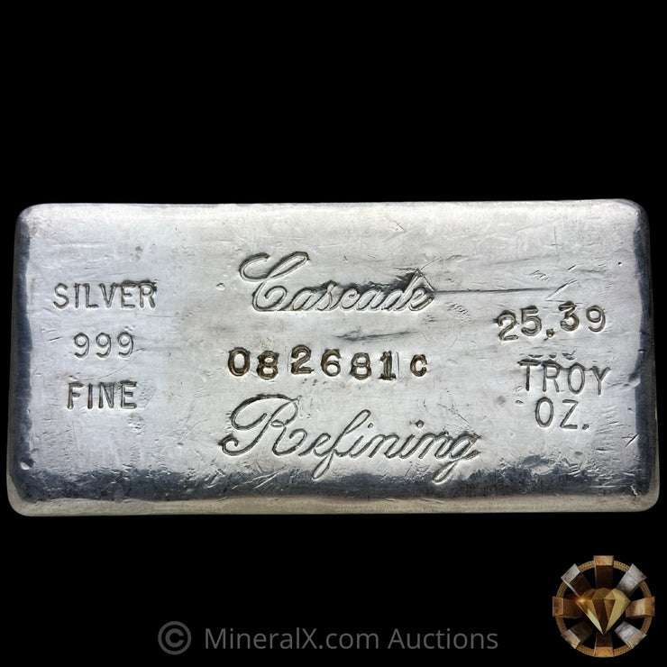 25.39oz Cascade Refining C Suffix Vintage Silver Bar