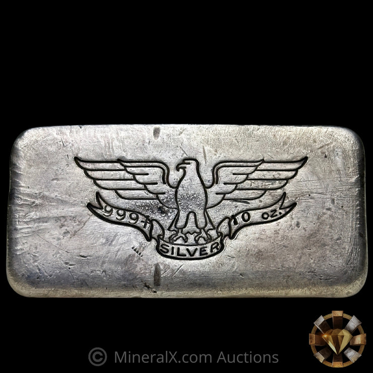 10oz W H Foster Vintage Silver Bar with Rare Full Deak Star Triangle and Serial Counterstamps