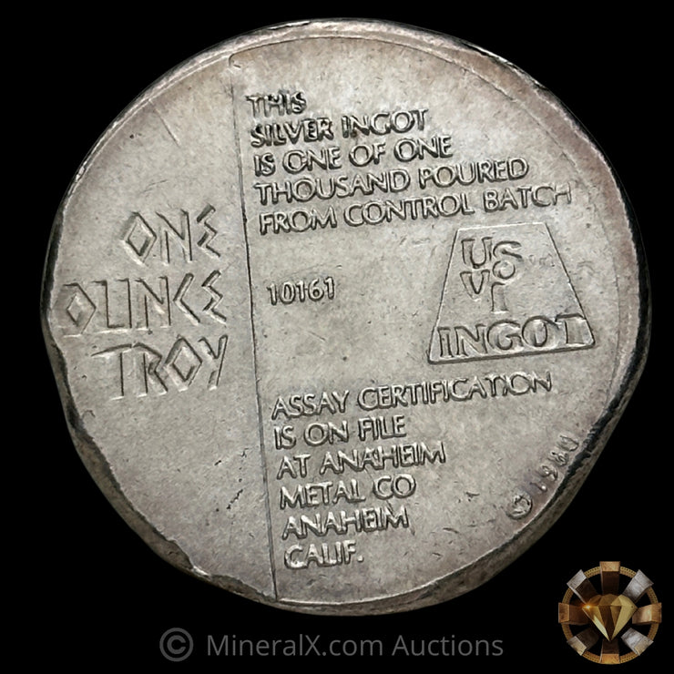 1oz 1980 USVI Ingot Vintage Silver Round Bar