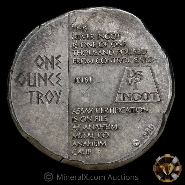 1oz 1980 USVI Ingot Vintage Silver Round Bar