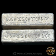 x2 16oz (33.29oz) Kosares Carter & Co Vintage Silver Bar Lot With Sequential Serials