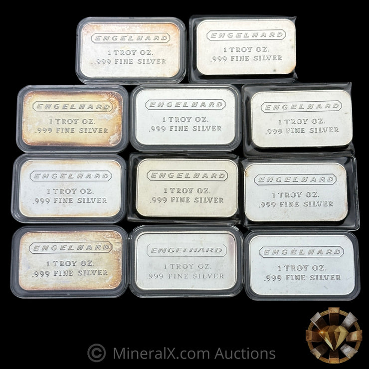 x11 1oz Engelhard Vintage Silver Art Bar Lot