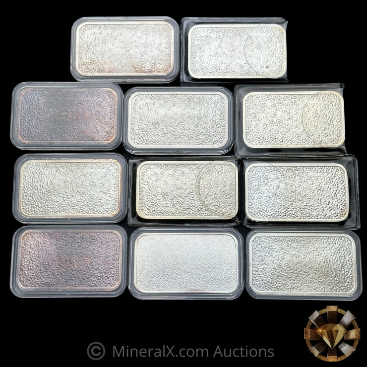 x11 1oz Engelhard Vintage Silver Art Bar Lot