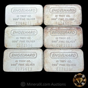 x6 10oz Engelhard Full Logo Reverse Vintage Silver Bar Lot