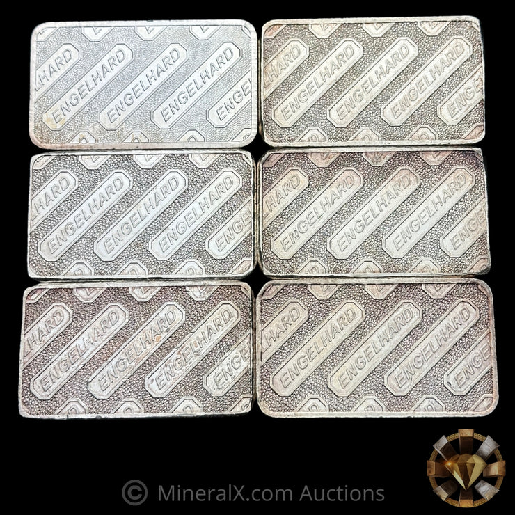 x6 10oz Engelhard Full Logo Reverse Vintage Silver Bar Lot