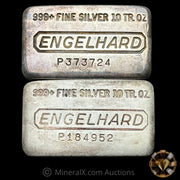 x2 10oz Engelhard P Loaf Vintage Silver Bar Lot