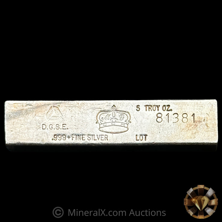 5oz Crown Mint DGSE Counterstamp Vintage Silver Bar