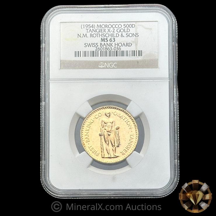 1oz 1954 N M Rothschild & Sons RMR Swiss Bank Hoard Gold Coin NGC MS63