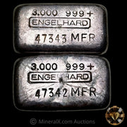 x2 3oz Engelhard MFR Vintage Silver Bar Lot With Sequential Serials