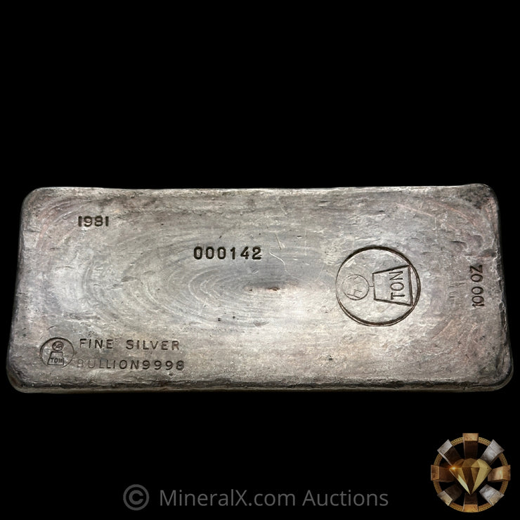 100oz 1981 Harrington Metallurgy Ltd Australia Vintage Silver Bar with Low Serial & Unique Reverse Logo Impression