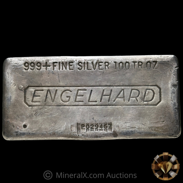 100oz Engelhard 6th Series P Serial With Rare K Prefix Anomaly Vintage Silver Bar