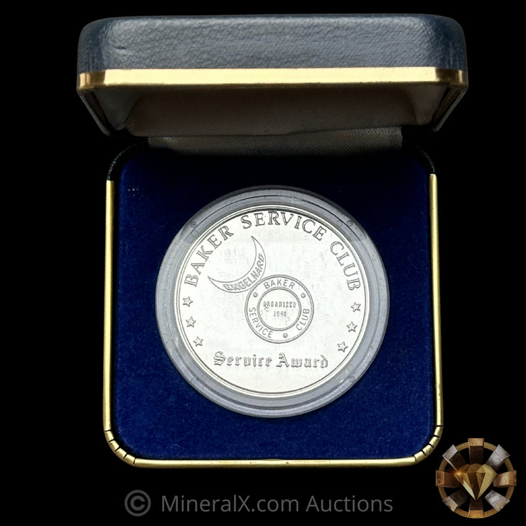 1oz Engelhard Industries Baker Service Club Service Award Bull Logo Vintage Silver Coin With Presentation Box