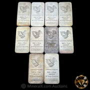 x10 10oz (100oz) Engelhard Eagle Logo Vintage Silver Bar Lot