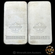 x2 10oz Engelhard Scotiabank Vintage Silver Bar Lot With Sequential Serials