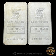 x2 10oz Engelhard Scotiabank Vintage Silver Bar Lot With Sequential Serials