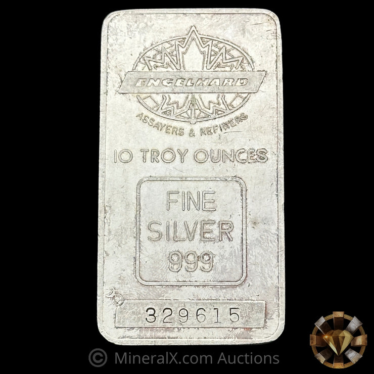 10oz Engelhard Assayers & Refiners Maple Leaf Bull Logo Privy Vintage Silver Bar With TD Bank Reverse