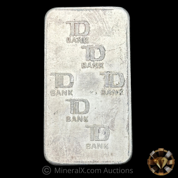 10oz Engelhard Assayers & Refiners Maple Leaf Bull Logo Privy Vintage Silver Bar With TD Bank Reverse