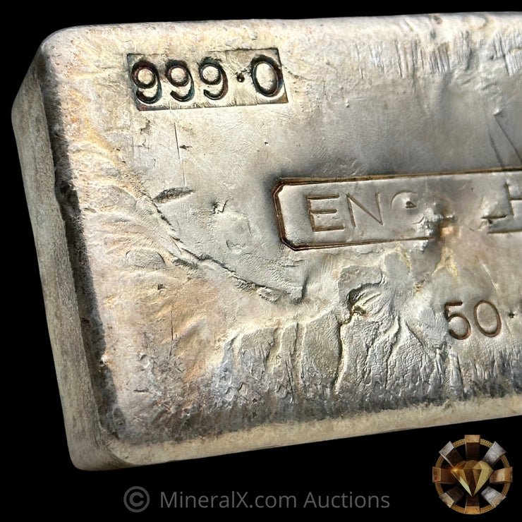 50oz Engelhard 4th Series Leading 0 Rare 999.0 Variety Vintage Silver Bar