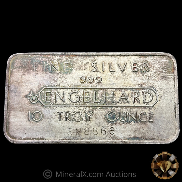 10oz Engelhard 3rd Series Pressed Bull Logo Vintage Silver Bar