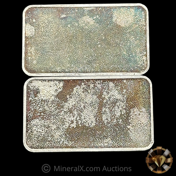x2 10oz Engelhard Pebbleback Vintage Silver Bar Lot With Low Sequential Serials