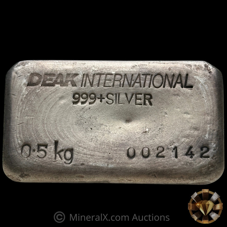 0.5kg (1/2 Kilo) Deak International Engelhard Australia Large Font Serial Variety Vintage Silver Bar
