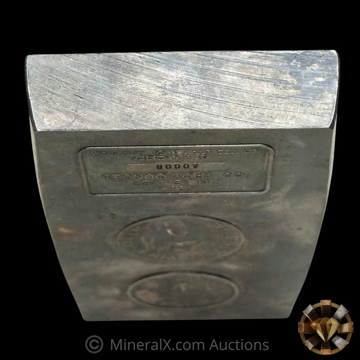 100oz Engelhard Rare Liberty Trade Silver MTB Bank "Boat" Vintage Silver Bar With Extremely Low Single Digit Serial