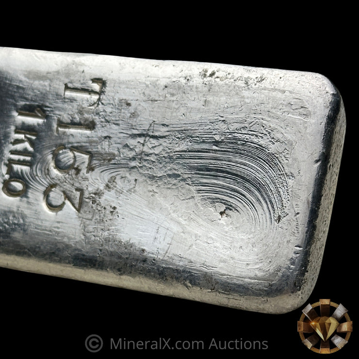 Kilo Engelhard London Rare Small T Prefix "Elleron Lodge 1974" With Low 3 Digit Serial Vintage Silver Bar