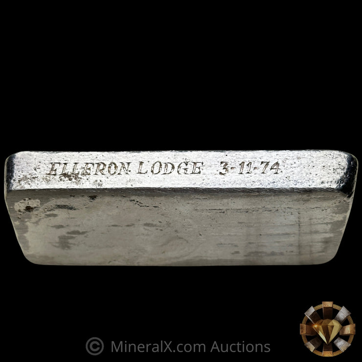 Kilo Engelhard London Rare Small T Prefix "Elleron Lodge 1974" With Low 3 Digit Serial Vintage Silver Bar