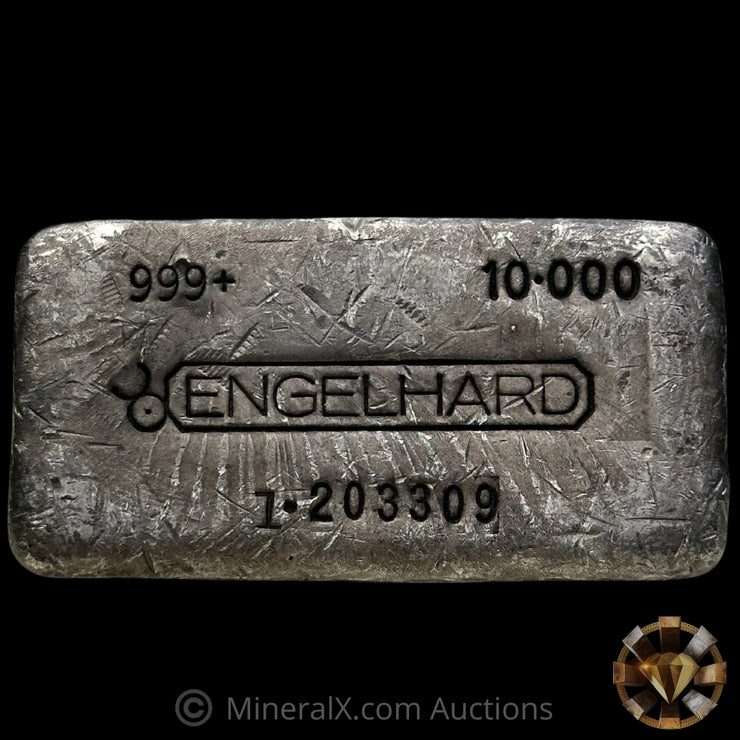 10oz Engelhard 1. Prefix Floating Decimal Bull Logo Vintage Silver Bar