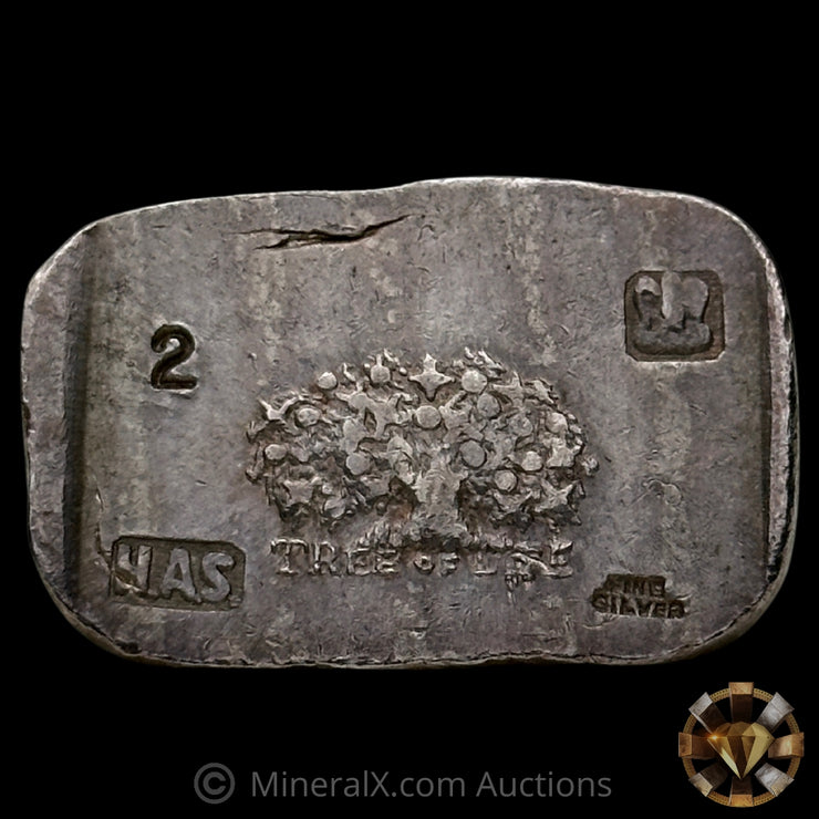 2oz H Alvin Sharpe HAS Tree Of Life Vintage Silver Bar