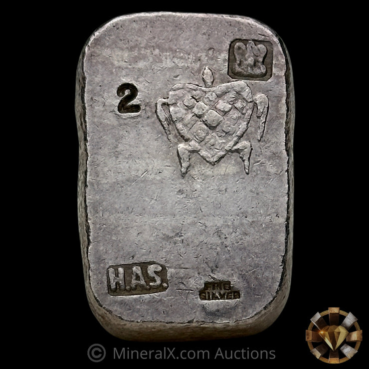 2oz H Alvin Sharpe HAS Turtle Vintage Silver Bar